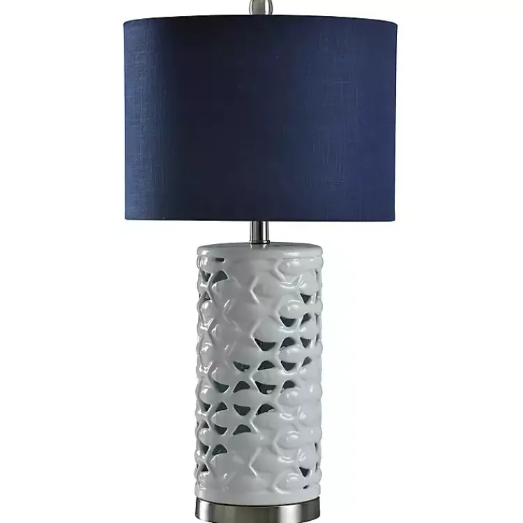 Kirklands Home Table Lamps|White School of Fish Open Work Table Lamp Blue