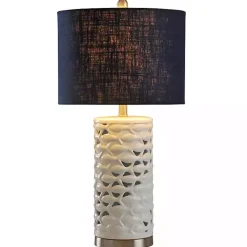 Kirklands Home Table Lamps|White School of Fish Open Work Table Lamp Blue