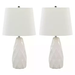 Kirklands Home Table Lamps|Sculpted Diamond Table Lamps, Set of 2 White