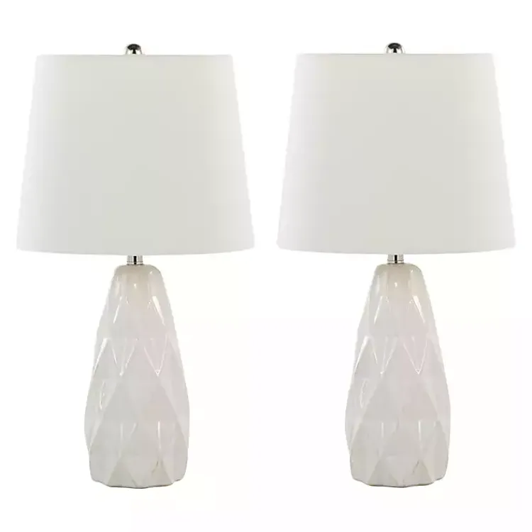 Kirklands Home Table Lamps|Sculpted Diamond Table Lamps, Set of 2 White
