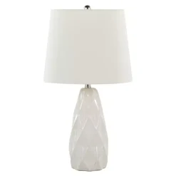Kirklands Home Table Lamps|Sculpted Diamond Table Lamps, Set of 2 White