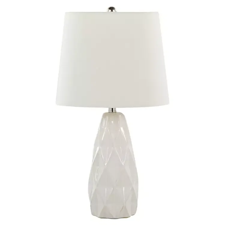 Kirklands Home Table Lamps|Sculpted Diamond Table Lamps, Set of 2 White