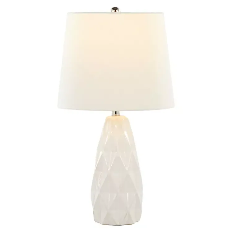 Kirklands Home Table Lamps|Sculpted Diamond Table Lamps, Set of 2 White