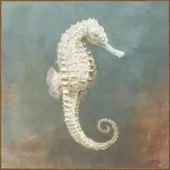 Kirklands Home Canvas Art|White Seahorse Framed Canvas Art Print