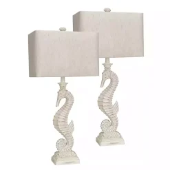 Kirklands Home Table Lamps|Seahorse Table Lamps, Set of 2 White