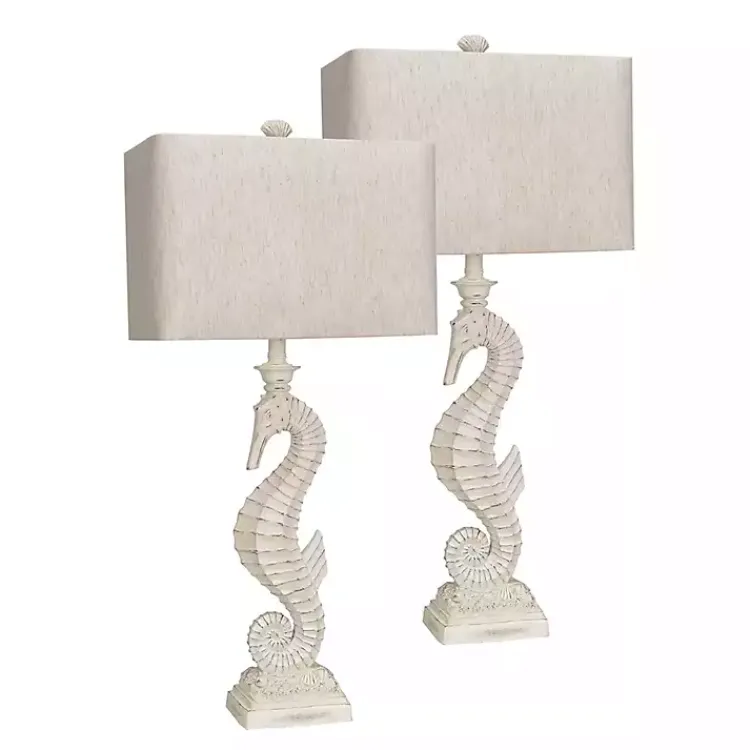 Kirklands Home Table Lamps|Seahorse Table Lamps, Set of 2 White