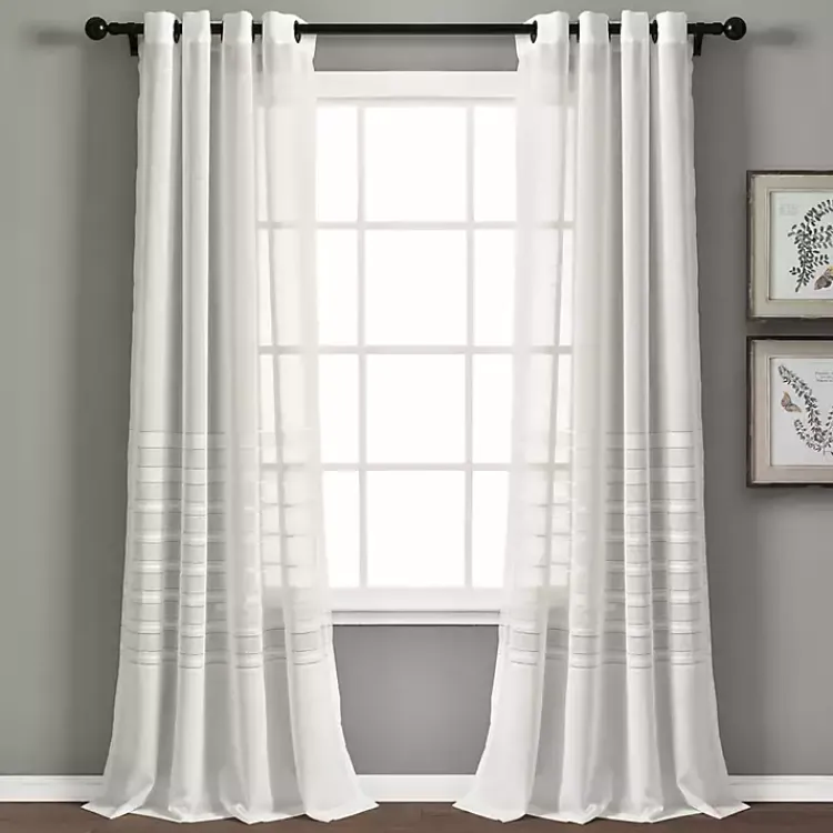 Kirklands Home Curtains & Drapes|Sheer Grommet Curtain Panel Set, 84 in. White