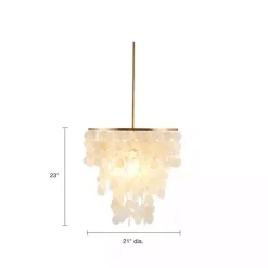 Kirklands Home Chandeliers & Pendant Lighting|Shell and Gold Metal Layered Chandelier White