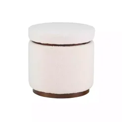 Kirklands Home Benches & Ottomans|Sherpa Upholstered Storage Ottoman White