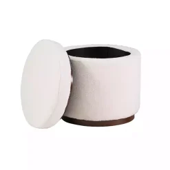 Kirklands Home Benches & Ottomans|Sherpa Upholstered Storage Ottoman White