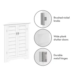 Kirklands Home Bathroom Furniture|Shutter Two Door Corner Storage Cabinet White
