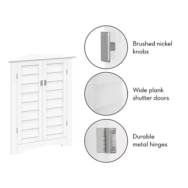 Kirklands Home Bathroom Furniture|Shutter Two Door Corner Storage Cabinet White