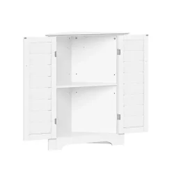 Kirklands Home Bathroom Furniture|Shutter Two Door Corner Storage Cabinet White