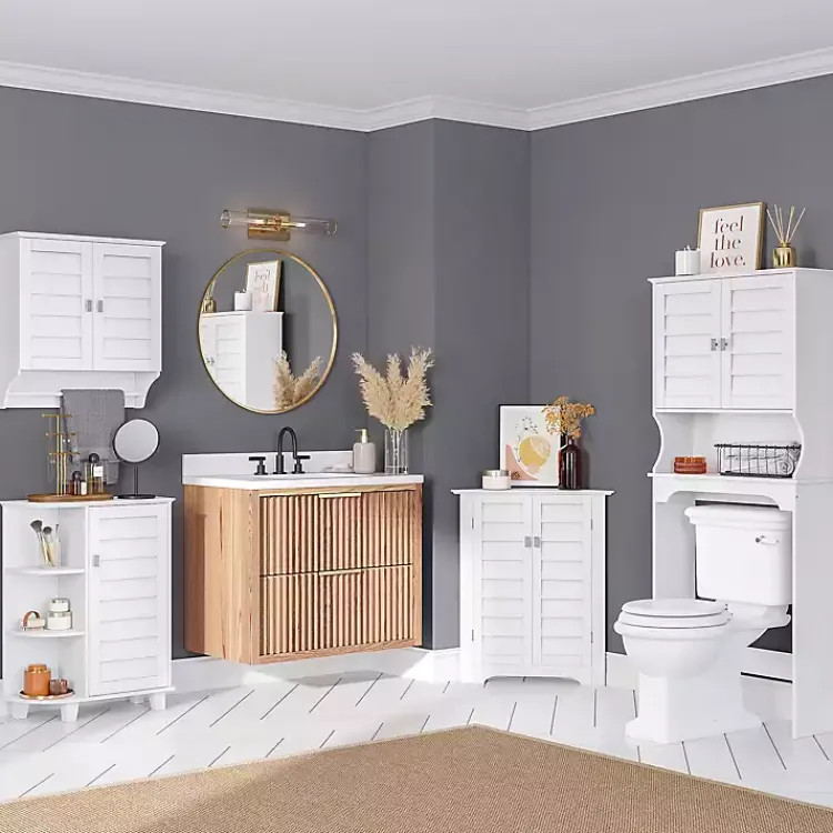 Kirklands Home Bathroom Furniture|Shutter Two Door Corner Storage Cabinet White