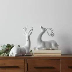 New Sitting Reindeer Figurines, Set of 2 Christmas Decorations