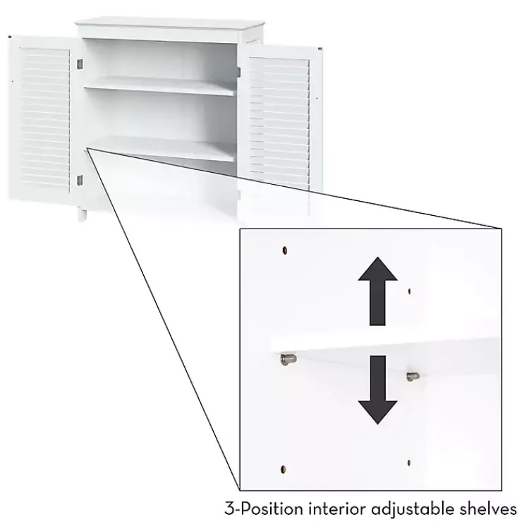 Kirklands Home Bathroom Furniture|Slatted 2-Door Bathroom Storage Cabinet White