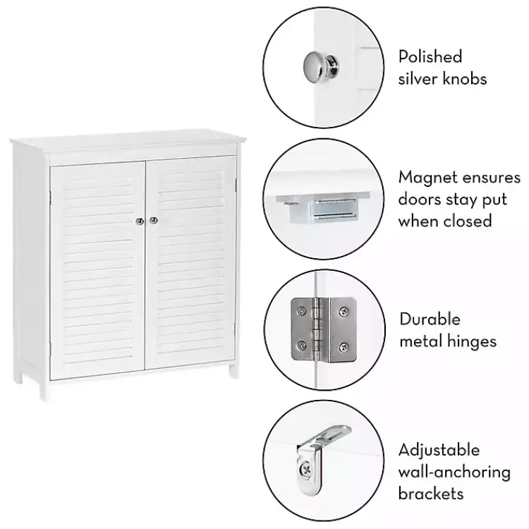Kirklands Home Bathroom Furniture|Slatted 2-Door Bathroom Storage Cabinet White