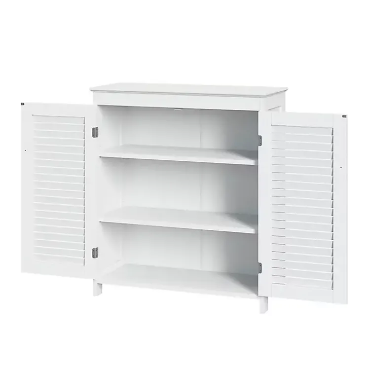 Kirklands Home Bathroom Furniture|Slatted 2-Door Bathroom Storage Cabinet White