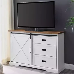 Kirklands Home Cabinets & Sideboards|Sliding Door and 3-Drawer Sideboard White