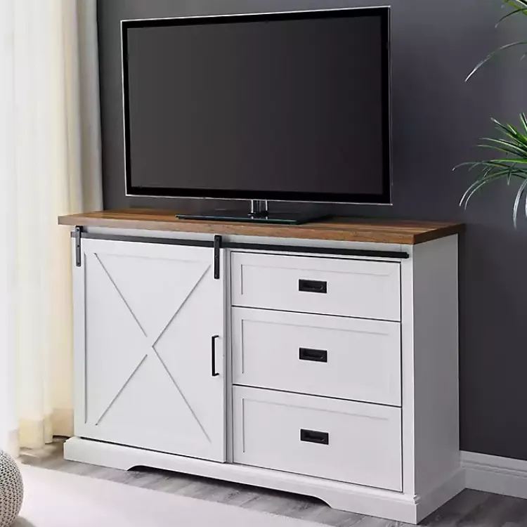 Kirklands Home Cabinets & Sideboards|Sliding Door and 3-Drawer Sideboard White