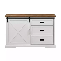 Kirklands Home Cabinets & Sideboards|Sliding Door and 3-Drawer Sideboard White