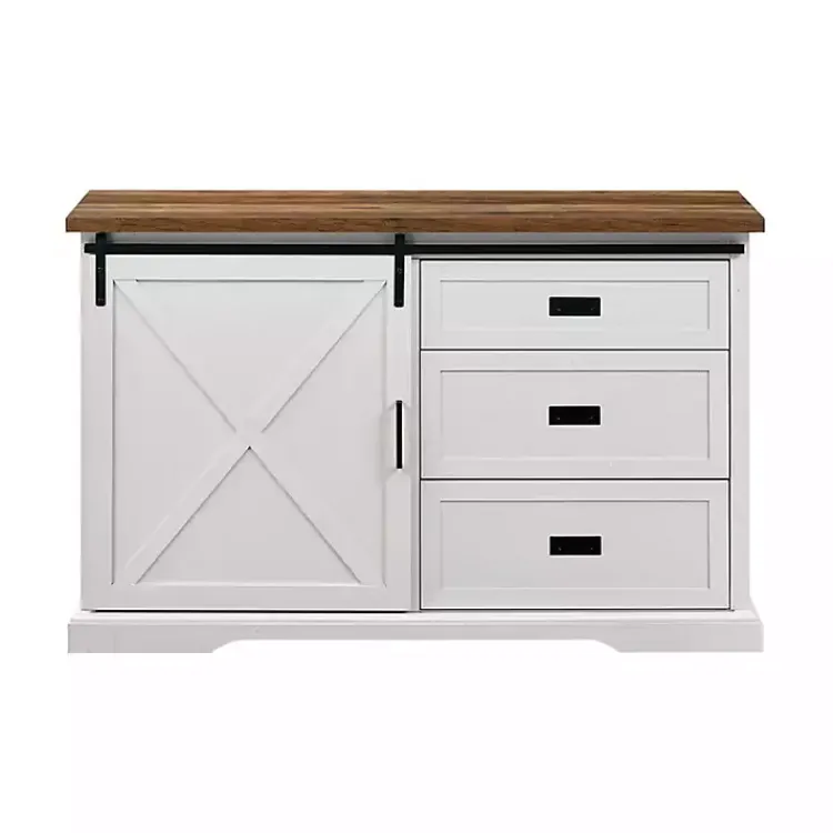 Kirklands Home Cabinets & Sideboards|Sliding Door and 3-Drawer Sideboard White