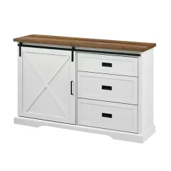 Kirklands Home Cabinets & Sideboards|Sliding Door and 3-Drawer Sideboard White