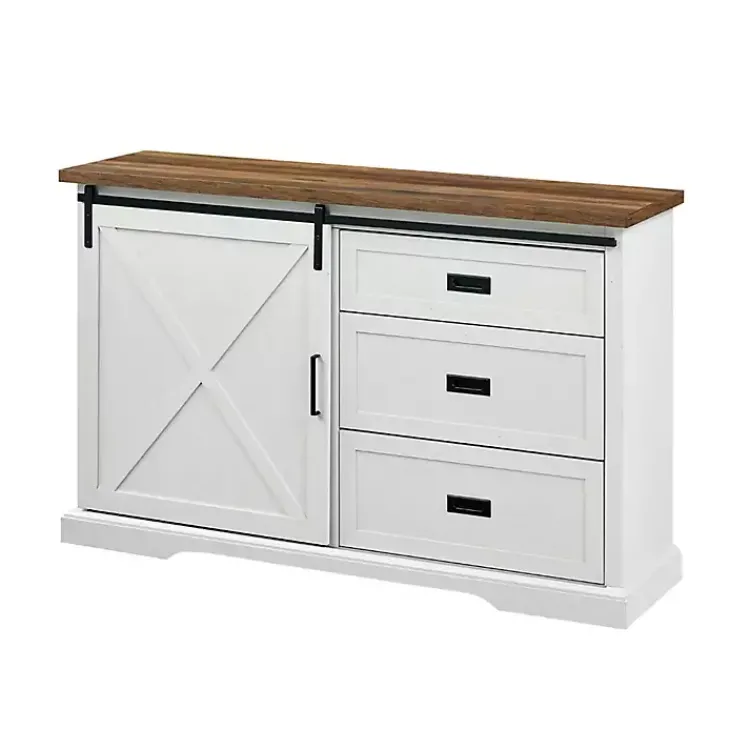Kirklands Home Cabinets & Sideboards|Sliding Door and 3-Drawer Sideboard White