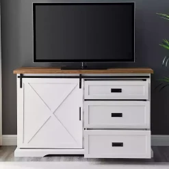 Kirklands Home Cabinets & Sideboards|Sliding Door and 3-Drawer Sideboard White
