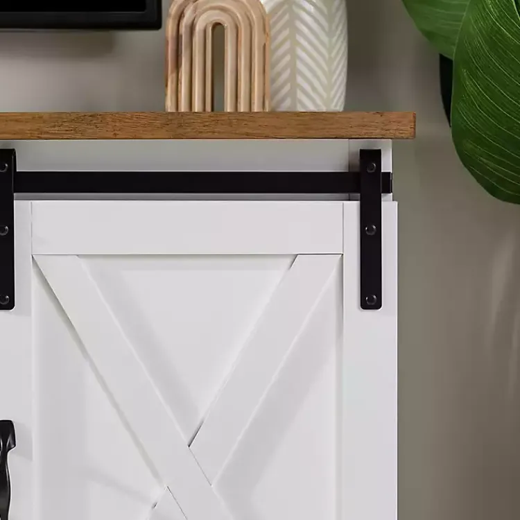 Kirklands Home Tv Stands & Media Consoles|Sliding Door Rustic Oak Top TV Stand White