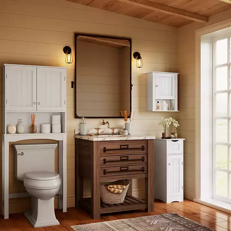 Kirklands Home Bathroom Furniture|Slim Single Door Cabinet with Drawer White