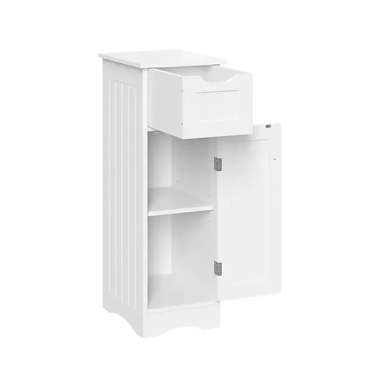 Kirklands Home Bathroom Furniture|Slim Single Door Cabinet with Drawer White