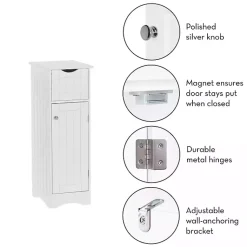 Kirklands Home Bathroom Furniture|Slim Single Door Cabinet with Drawer White