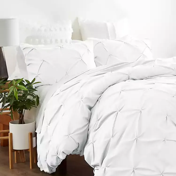 Kirklands Home Duvets|Soft Pinched 3-pc. Twin Duvet Cover Set White