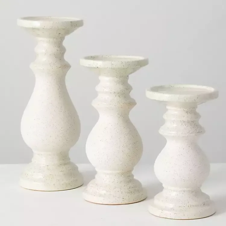 Speckled Ceramic Candle Holders, Set of 3 Candle Holders