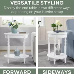 Kirklands Home Accent & End Tables|Spindle Legs Oval Accent Table White