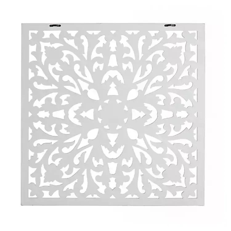 Kirklands Home Wall Plaques|Sqaure Medallion Wood Plaque White