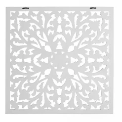 Kirklands Home Wall Plaques|Sqaure Medallion Wood Plaque White