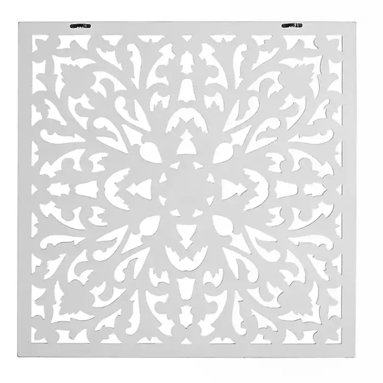 Kirklands Home Wall Plaques|Sqaure Medallion Wood Plaque White