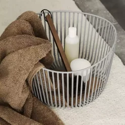 Kirklands Home Bathroom Accessories|Steel Modo Storage Basket White