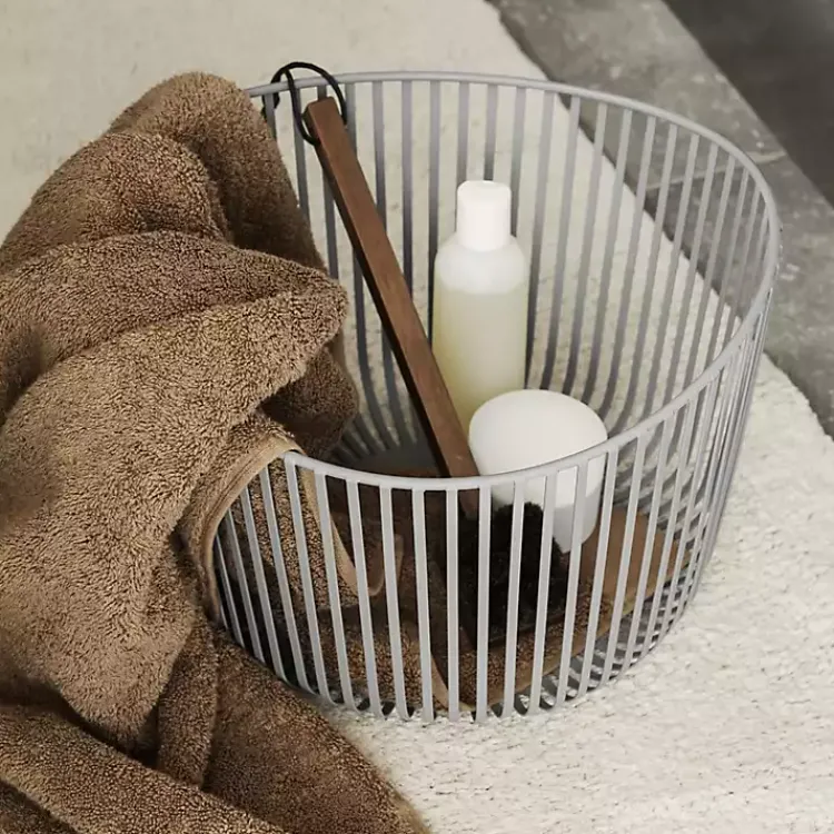 Kirklands Home Bathroom Accessories|Steel Modo Storage Basket White