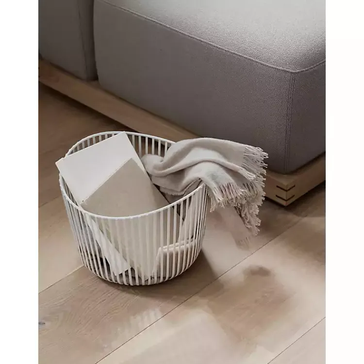 Kirklands Home Bathroom Accessories|Steel Modo Storage Basket White