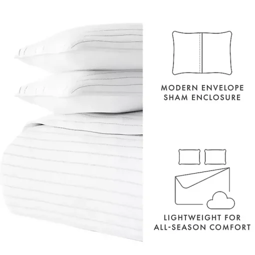 Kirklands Home Quilts|Stitched Stripes 3-pc. Queen Quilt Set White