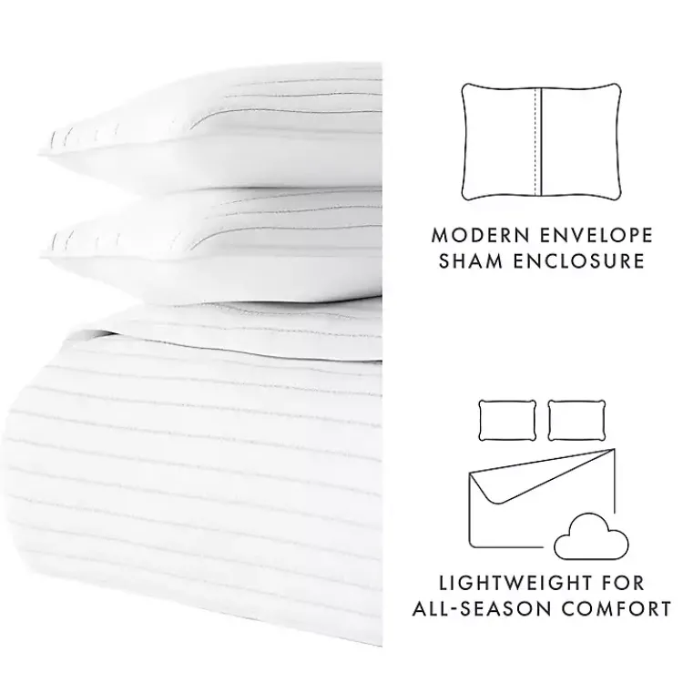 Kirklands Home Quilts|Stitched Stripes 3-pc. King Quilt Set White