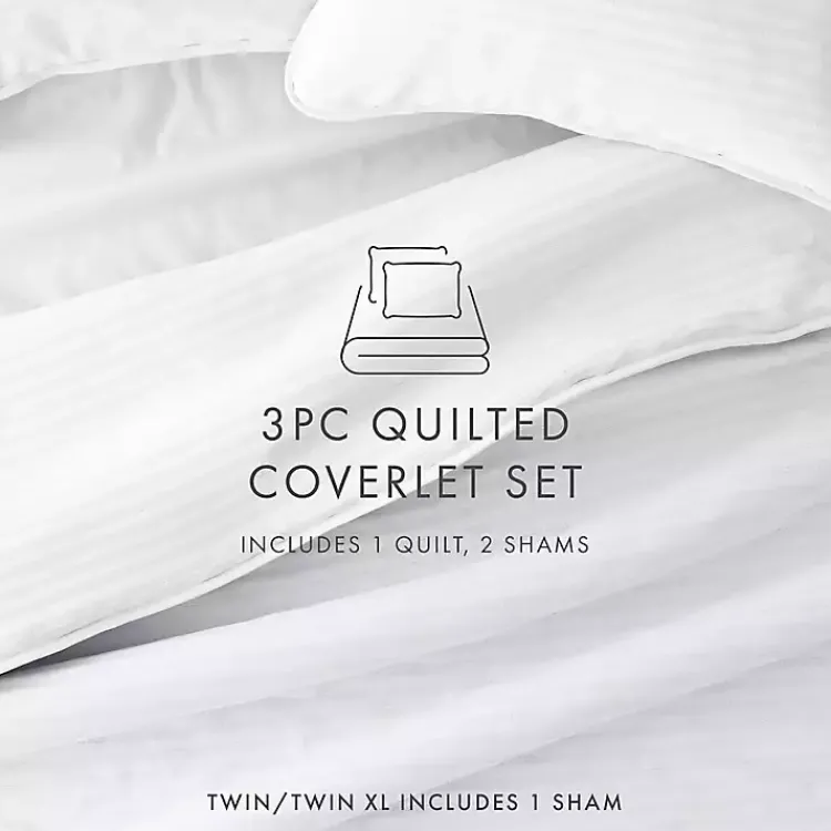 Kirklands Home Quilts|Stitched Stripes 3-pc. King Quilt Set White