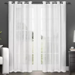 Kirklands Home Curtains & Drapes|Stripe Sheer Curtain Panel Set, 84 in. White