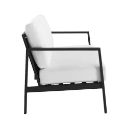 Kirklands Home Outdoor Seating|White Sunbrella Cushions Holland Outdoor Loveseat