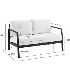 Kirklands Home Outdoor Seating|White Sunbrella Cushions Holland Outdoor Loveseat