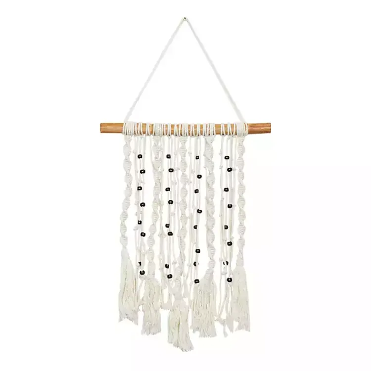 Kirklands Home Wall Plaques|Tasseled Macrame Wall Hangings, Set of 3 White