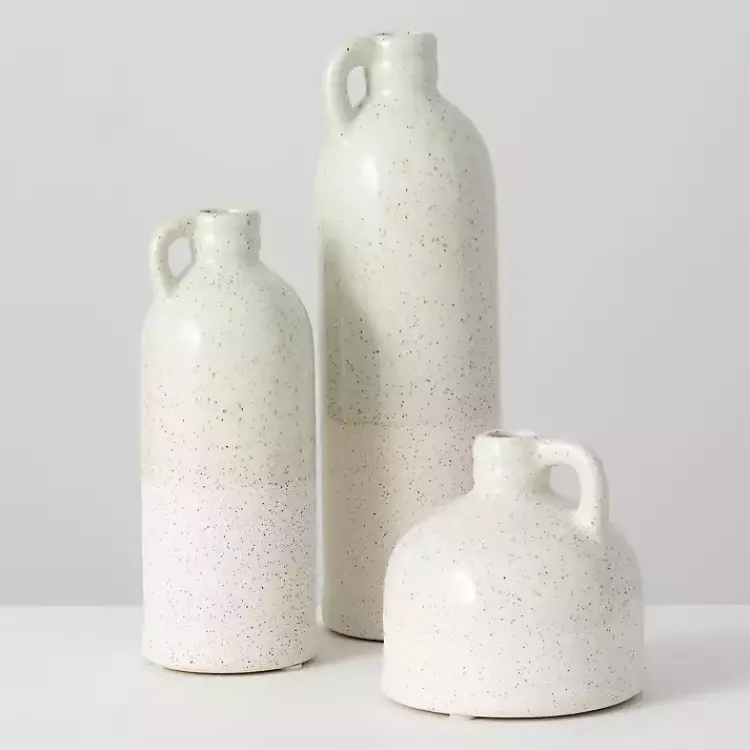 Terracotta Bottle Vases, Set of 3 Vases